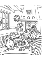 Раскраска - Барби - Барби с подругами отдыхают дома
