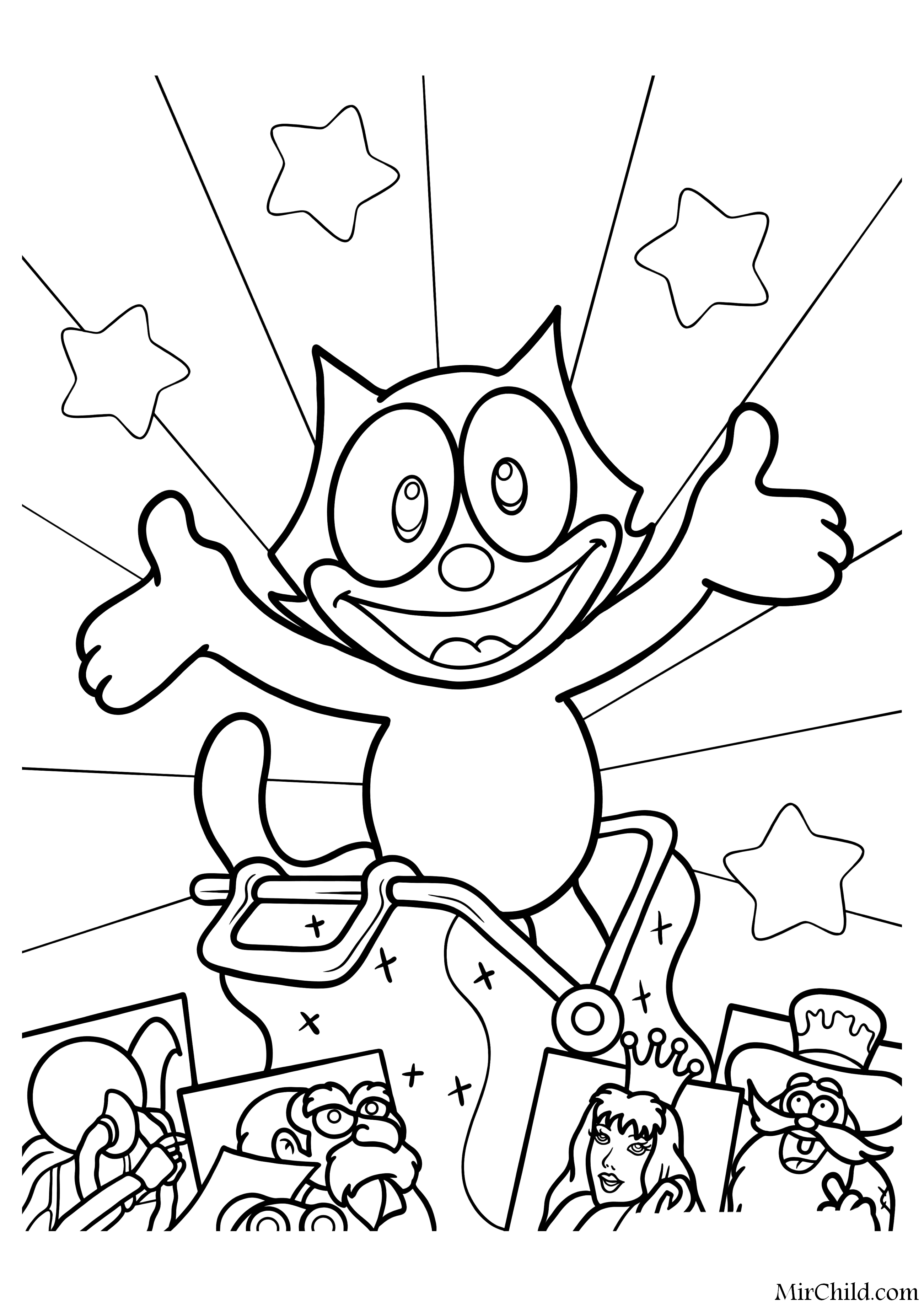 Раскраска - Коты - Кот Феликс | MirChild