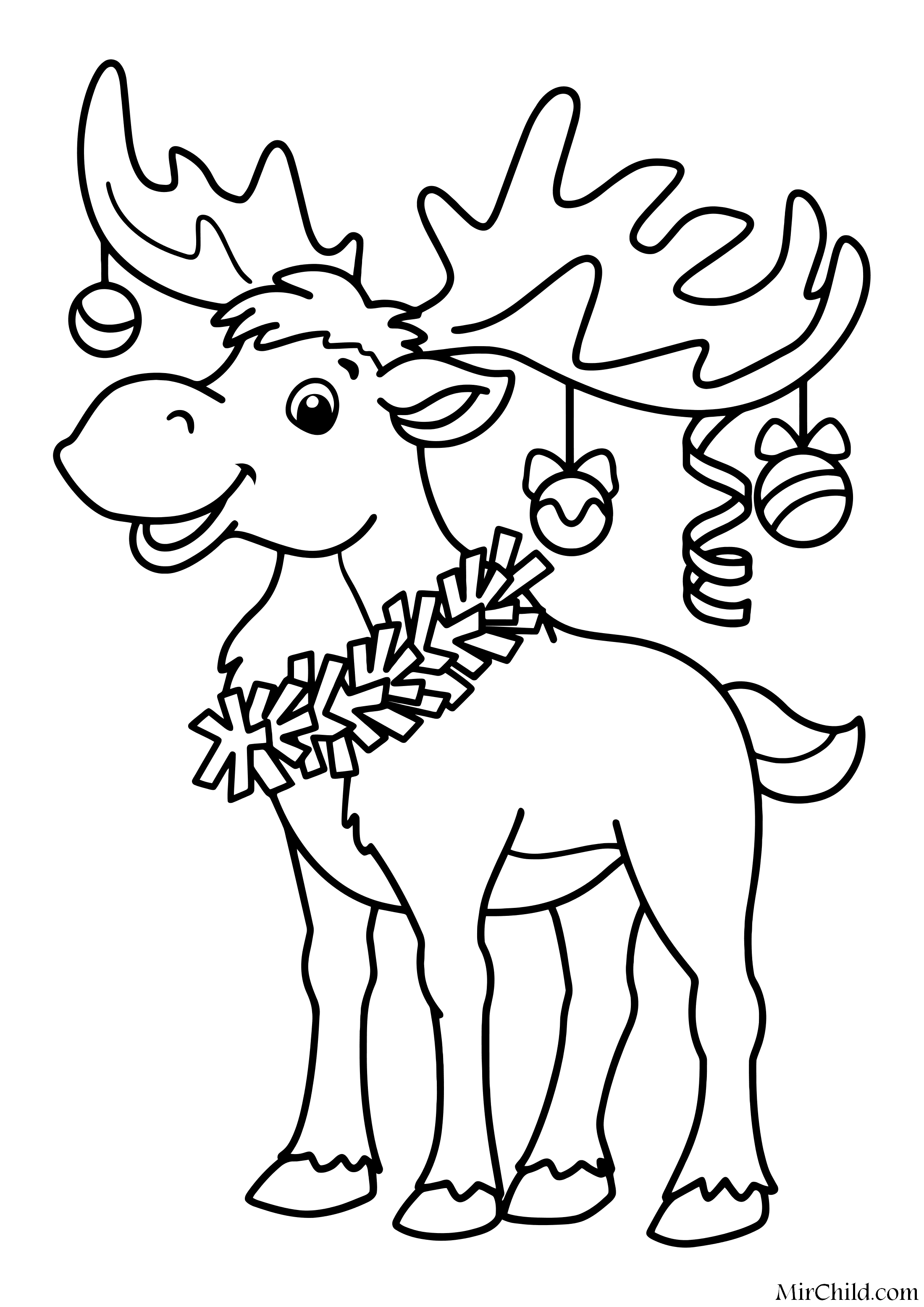 Раскраска бычок для детей новогодние